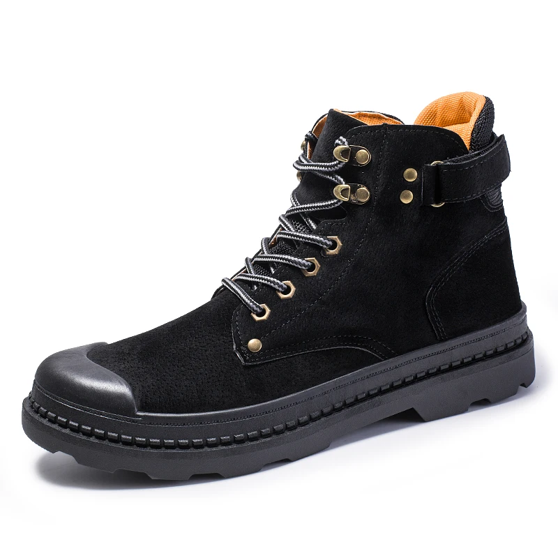 

mens boots leather Men's autumn and winter retro PU trend tooling high to help casual 's fashion shoes