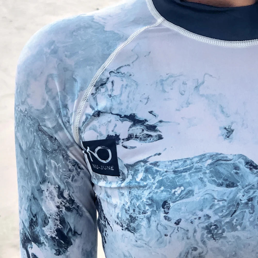 Женский купальник Nu June с длинным рукавом Rashguard топ чернильным принтом для