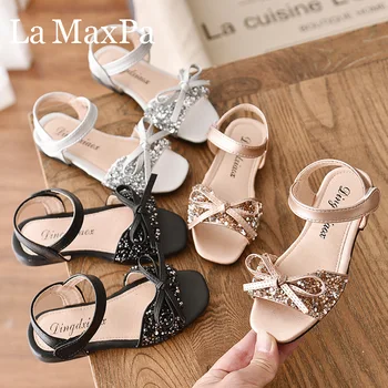 

Girl's Sandals 2020 Summer New Fashion Children's Soft Bottom Non-Slip Princess Shoes Little Girl Crystal High Heel Shoes