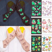 

Waterproof Temporary Tattoo Sticker Children Luminous Cute Unicorn Dream Pink Magic Castle Glowing Tatoo Kids Flash Fake Tatto