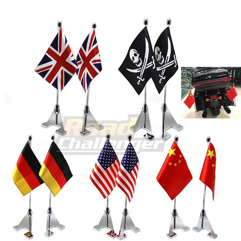 

Motorcycle Flag Pole Flag Luggage Rack Mount For Harley Universal Electra Glide For Germany For UK For USA