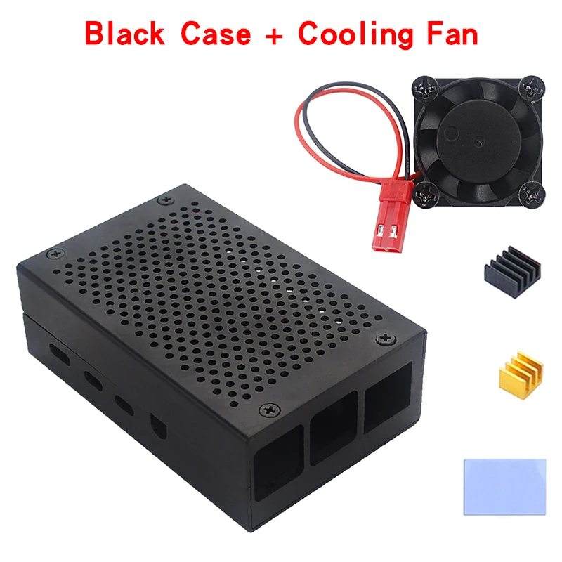 Case and Cooling Fan Raspberry Pi 4 Алюминиевый чехол с охлаждающим вентилятором черный серебристый металлический чехол Защитный корпус Корпус для Raspberry Pi 4 Модель B - Цвет: Case and Cooling Fan