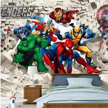 Пользовательские Настенные обои 3D мультфильм детская комната обои мальчик Мстители спальня фон обои Человек-паук стены