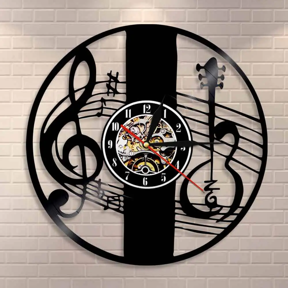Настенные часы Treble Clef для музыки настенные с музыкальным инструментом