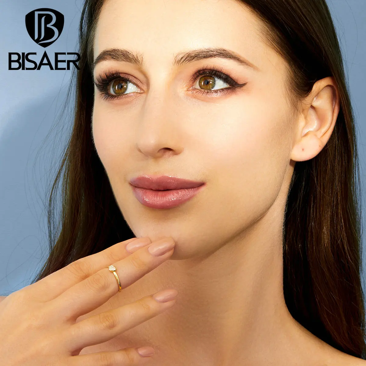 Кольца в виде сердца, BISAER, 925 пробы, серебряное, сердечко, кольца на палец, кубический циркон, CZ, свадебные, в форме сердца, Анель, ювелирные изделия EFR069