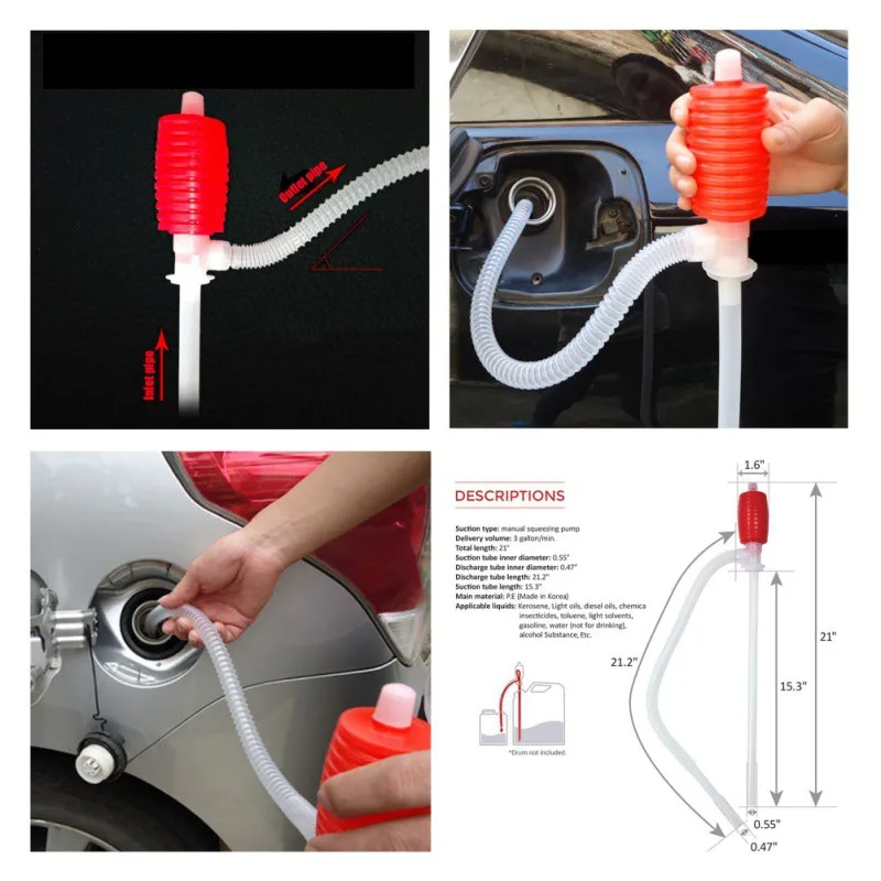 Pompe manuelle de transfert de carburant, siphon portable pour Jane Diesel  et autres liquides d'eau avec tuyau - AliExpress