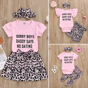 

0-5Y Summer Toddler Baby Girl Sister Matching Leopard Print 3Pcs Outfit Clothes