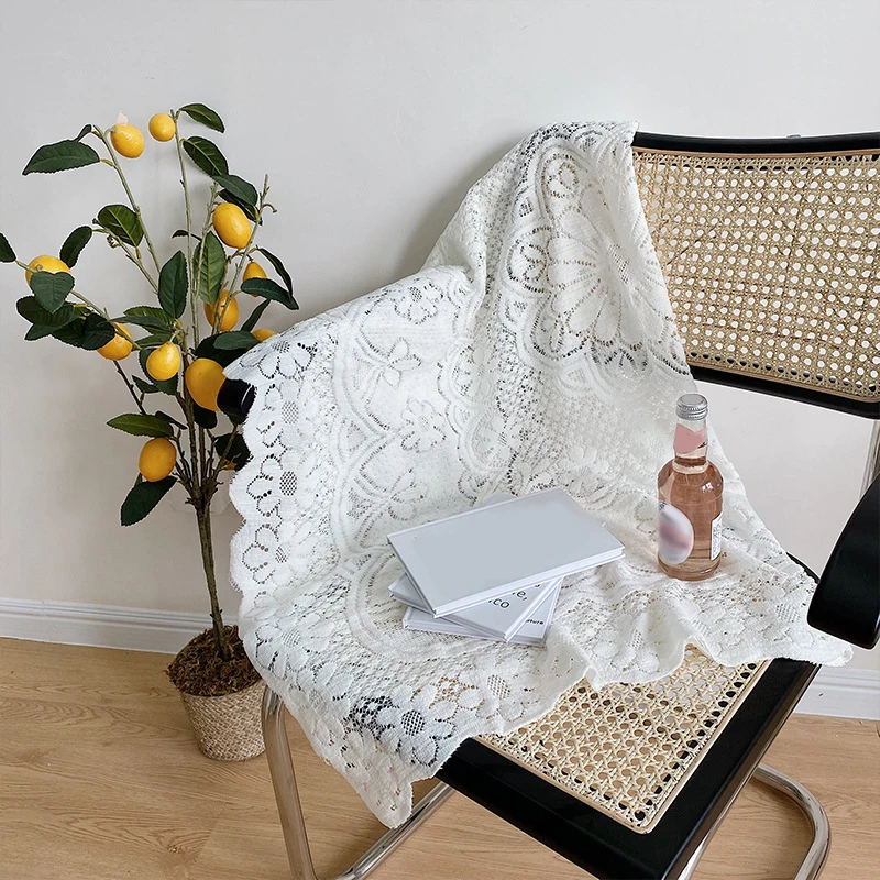 60/90/120cm Light Beige Lace Tablecloth INS Style Cafe Restaurant Literary Background Cloth Decorative Square | Дом и сад