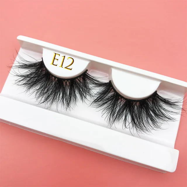25mm E06 MIKIWI 100% handmade natural  thick  Eye lashes wispy makeup extention tools 3D mink hair volume soft false  eyelashes E12 with tray