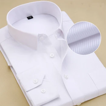 

New Camisas Men Shirt Stripe blouse Workwear Professional Wear High Quality Korean Business White Fashion Ropa Hombre 80% Cotton