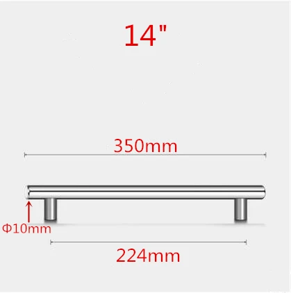 14inch 224mm Ручка 50 мм-500 мм ручки из нержавеющей стали Диаметр 10 мм дверца кухонного шкафа Т-образная прямая ручка ручки для мебели - Цвет: 14inch 224mm