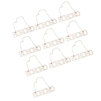 

10pcs Christmas Hanging Pendant Creative Letter HO Design Layout Props Hanging Decor with Hemp Rope for Christmas Tree