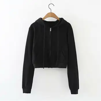 

Short Sweatshirt Women's Street-style Top Jacket Handsome Wild Zip Cardigan