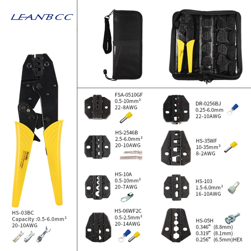 

1set Crimping Pliers HS-03BC Clamp Tools Cap/coaxial Cable Terminals Kit 230 Mini COLORS Carbon Steel Multifunctional Electrical