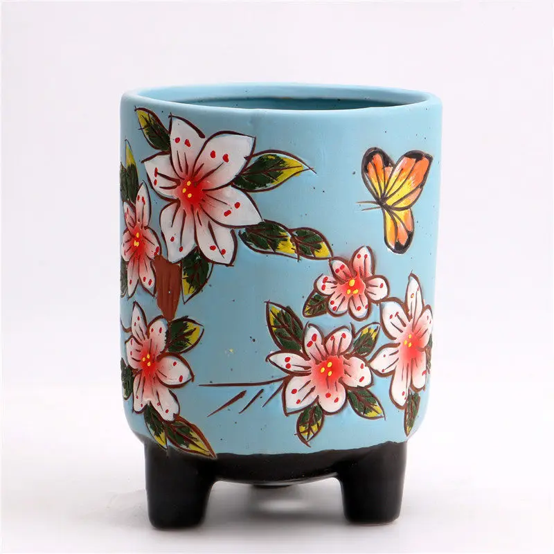 Ceramic vase flower succulent planting seed jar round decorative balcony home living room