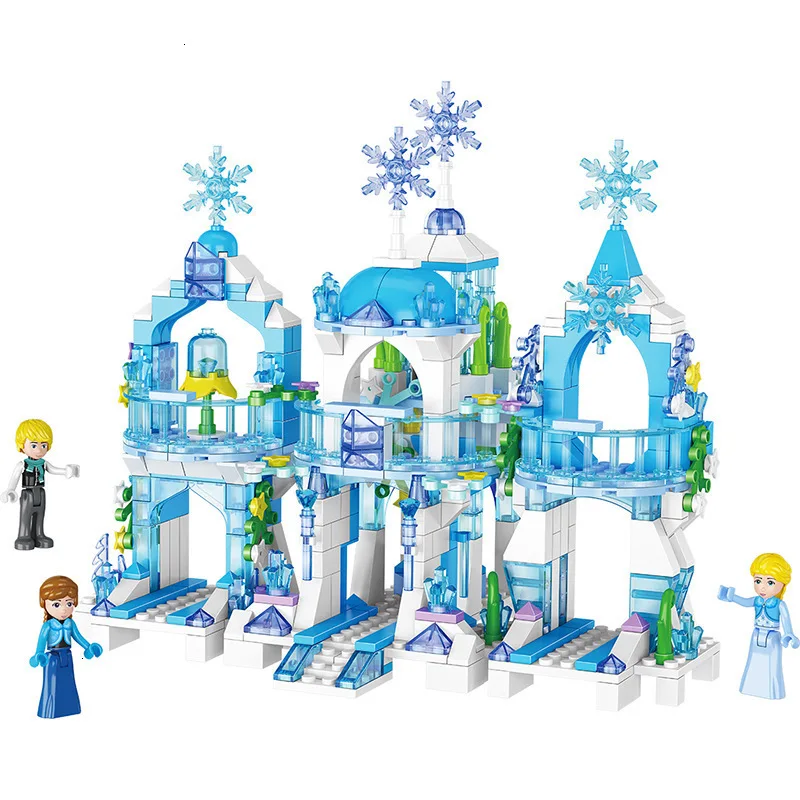 Ice Castle Model Building Blocks Elsa Anna Princess Snow Queen Blocks Compatible legoed City Friends Brick 3