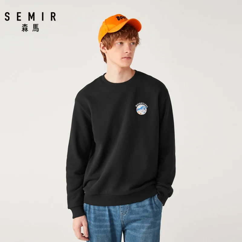 SEMIR Зимний свободный свитер для мужчин плюс бархатный джемпер утолщенный Взрослый пуловер с круглым вырезом на плече длинный рукав