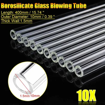 

KICUTE 10pcs 400mm OD 10mm 1.5mm Thick Wall Borosilicate Glass for School Lab Use Stiring Stirrer Laboratory Glass Buret Mixer