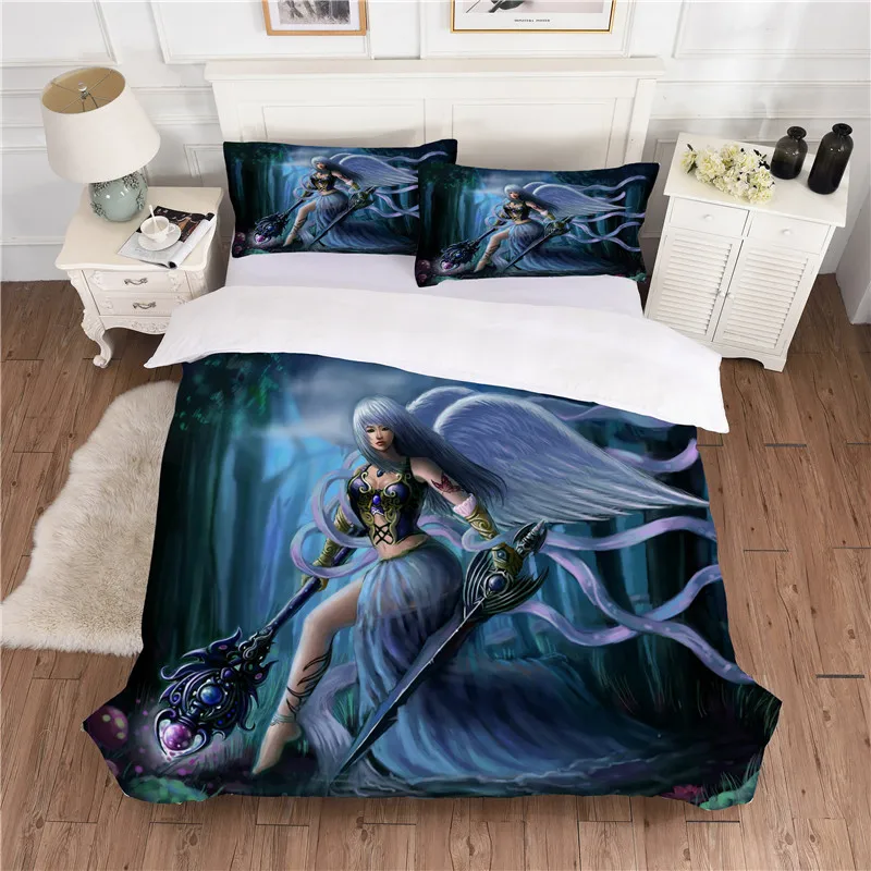 BEST.WENSD Cute Mermaid Bedding AB side Queen size Bedding sets Pretty blue comforter bedding-set-cover housse de couette 3d - Цвет: as picture