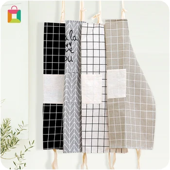 

Simple Fabric Sleeveless Printed Apron Kitchen Home Furnishing Cotton Linen Apron Japanese Style Oil Repellent Apron Modern Cozy