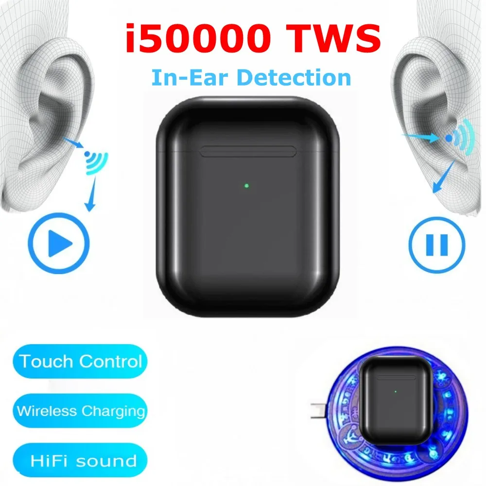 Новинка i50000 tws наушники-вкладыши с функцией обнаружения 8D басов Беспроводная