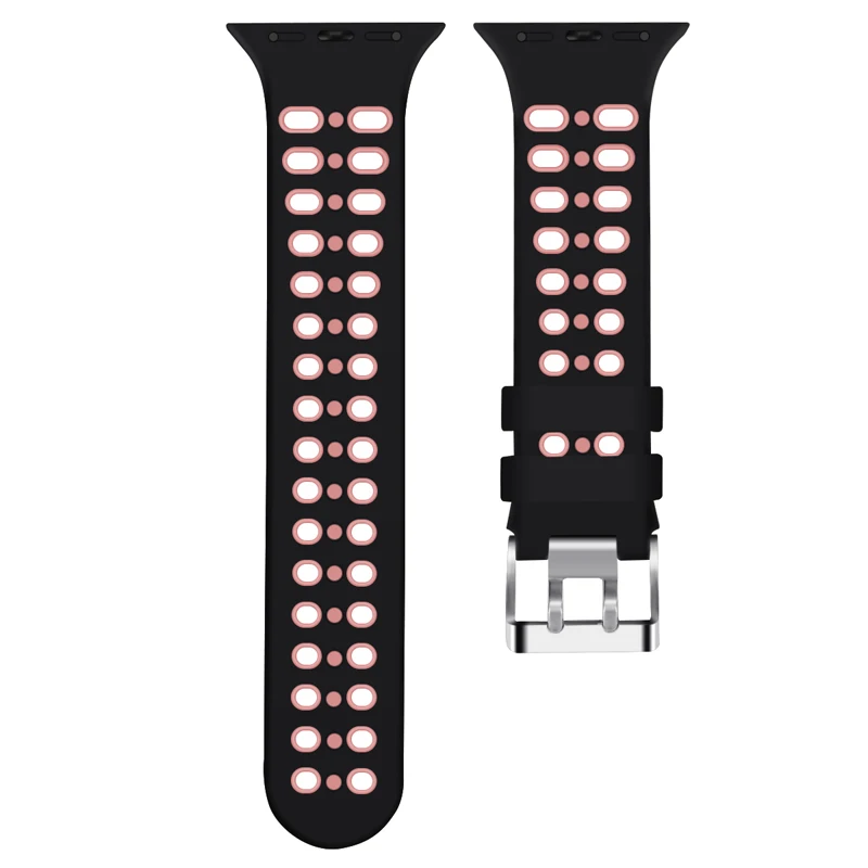 Black pink CRESTED спортивный ремешок для наручных часов Apple Watch, ремешок 42 мм, 38 мм, версия силиконовых наручных часов Iwatch серии 3/2/1 браслет на запястье браслет резиновый ремешок для часов аксессуары - Цвет ремешка: Black pink