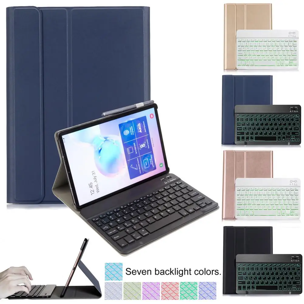 

Bluetooth Backlit Keyboard Leather Case Cover For Samsung Galaxy Tab S7+ 12.4 2020 T970/975 Wireless Detachable Keyboard PU Case