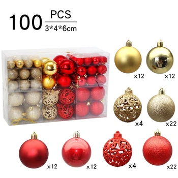 

100pcs 3-6cm Christmas Tree Decorations Balls Bauble Xmas Party Hanging Ball Ornaments Christmas Decorations for New Year Gift