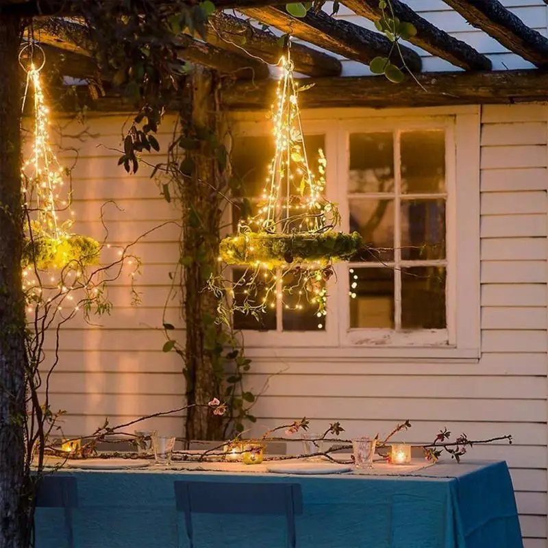 12 м Солнечная медная проволочная трубка, светящаяся садовая гирлянда, декоративная лампа для наружного рождественского сказочного света, праздничная Свадебная уличная гирлянда