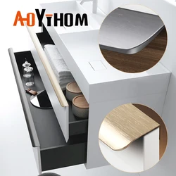 AOYIHOM Modern Simple Shoe Cupboards Wardrobe Door Knob Gold Black Hidden Long Cabinet Handle Aluminum Kitchen Furniture Pulls