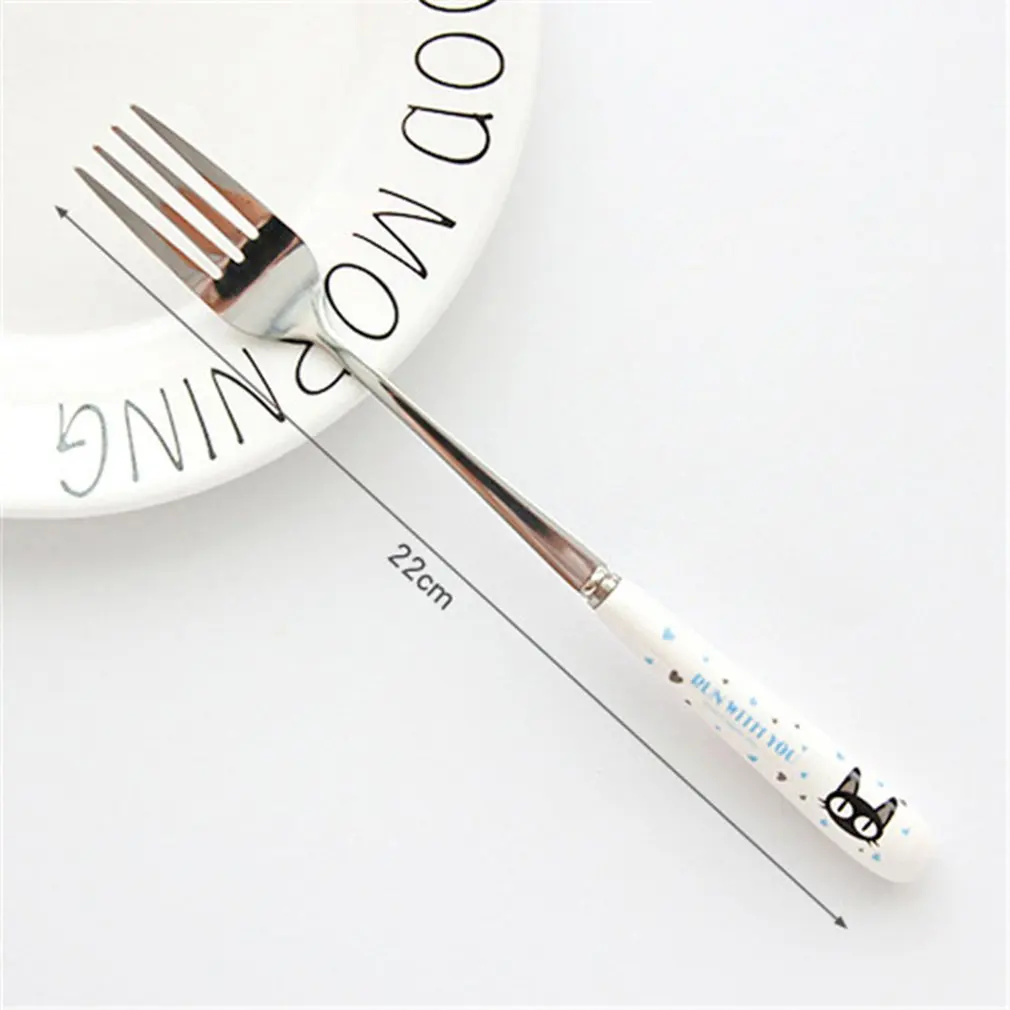 

Portable Cartoon Decorative Dinnerware Stainless Steel Tableware Traditional Spoon Fork Compact Home Tool