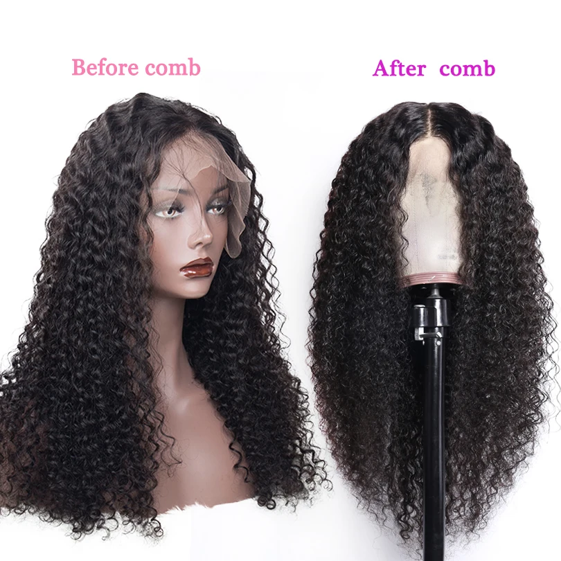  Mshere Peruvian Curly Human Hair Wig Glueless Lace Front Human Hair Wig With Baby Hair Pre Plucked 