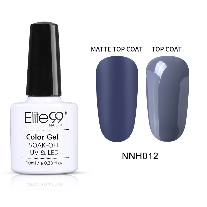 Elite99 10 мл серый Гель-лак для дизайна ногтей Полупостоянный матовое верхнее покрытие цветной УФ-гель для ногтей Отмачивание ногтей Гель-лаки - Цвет: NNH012