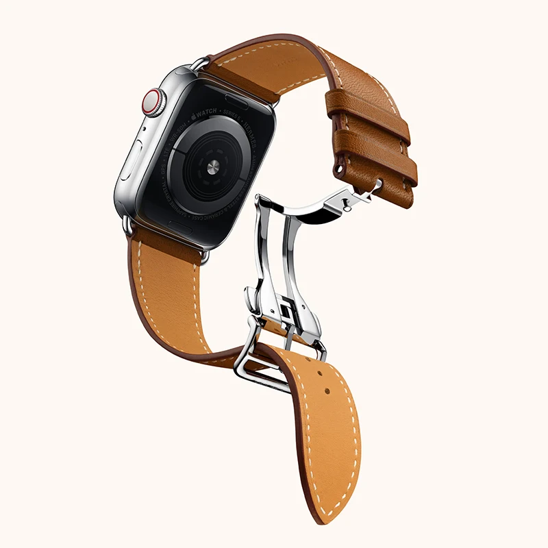 Ремешок из натуральной кожи для iWatch Series 6 SE сменный Браслет с пряжкой Apple Watch 5 4