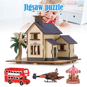 

Children Kids 3D Puzzle Toy Model DIY Wooden Educational Gift Decoration for Home SER88