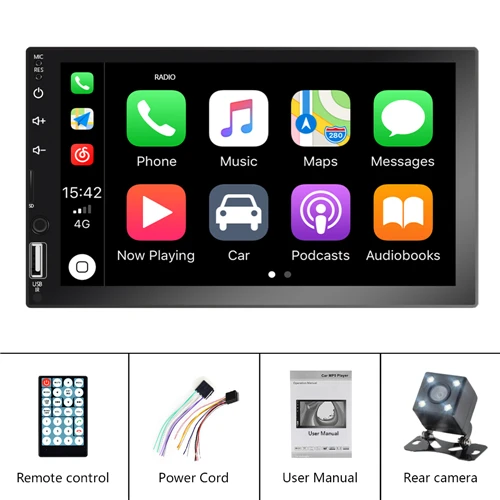 7 ''HD сенсорный экран 2 Din автомобильное радио Bluetooth FM Авто Радио стерео Мультимедиа Аудио Видео MP5 плеер Зеркало Ссылка автомобиль играть - Цвет: With 4 LED Camera