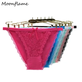 

Moonflame 5 Pcs/Lot Lace Panties Women Lingerie Briefs High Quality Cotton Low Waist Sexy Women Underwear 89446