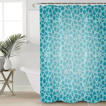 

Flower Texture Gradient Shower Curtain Waterproof Polyester Fabric Bath Curtain Bathroom Decor