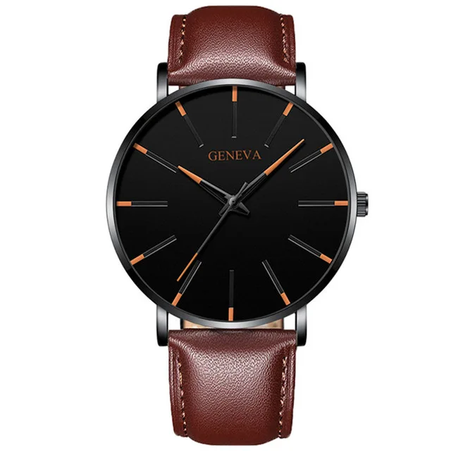 L brown orange Relojes Masculino, модные мужские черные часы, роскошные часы из нержавеющей стали с ремешком, аналоговые кварцевые наручные часы, мужские деловые повседневные часы - Цвет: L brown orange