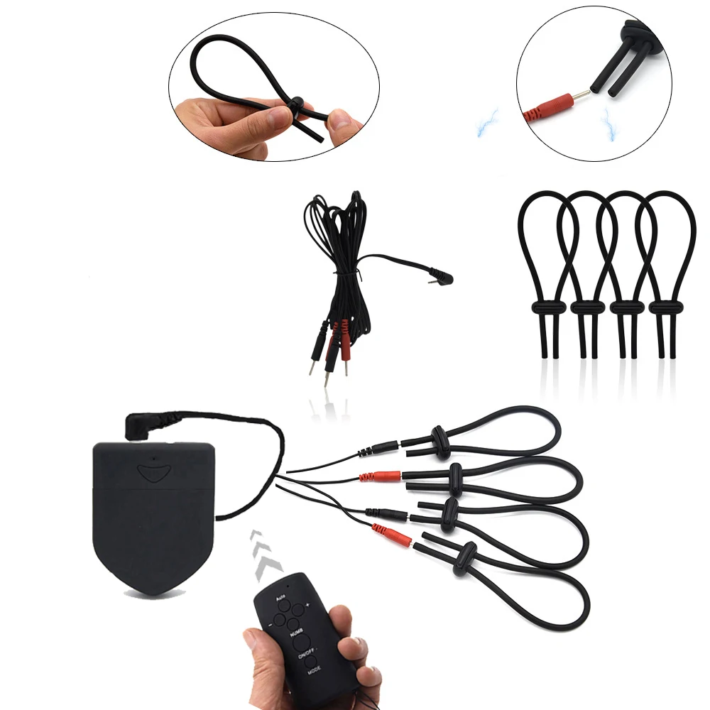 Electro Shock Penis Ring Bdsm Male Electric Stimulation Medical Therapy Massager Silicone Cock Ring Penis Extend Enlarge Sex Toy
