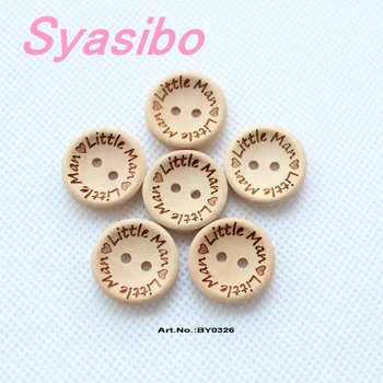

15/20/25mm Little Man Wooden buttons Baby Shower Buttons Natural Sewing Buttons 2 Holes -BY0326
