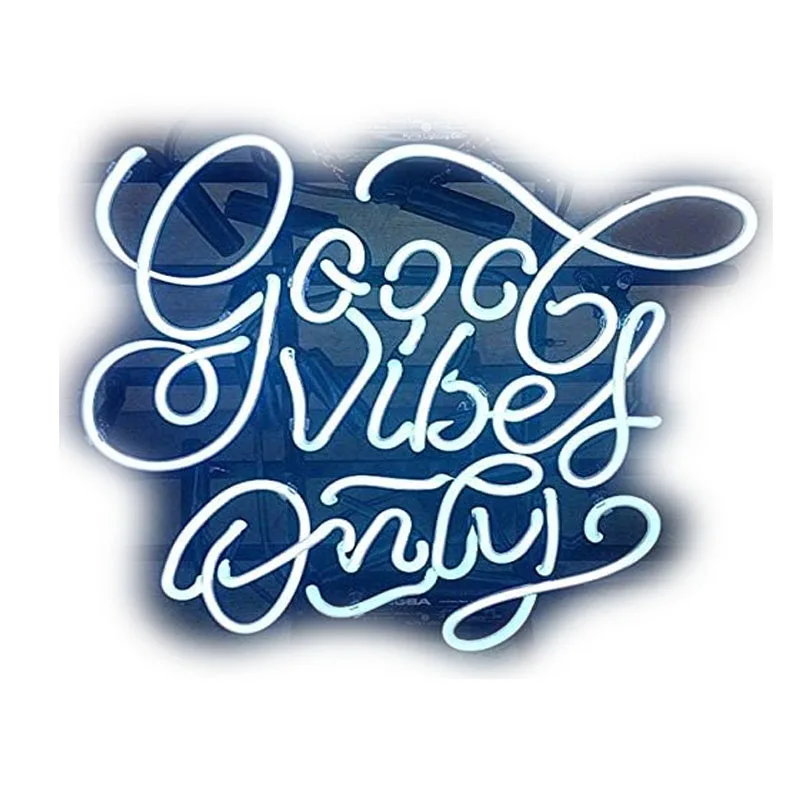 

Неоновая стеклянная вывеска «Good Vibes», только неоновая светосветильник вывеска для отеля, пива, бара, магазина, витрины для бара, настенная вывеска для клуба внутри комнаты, аниме, декор для комнаты