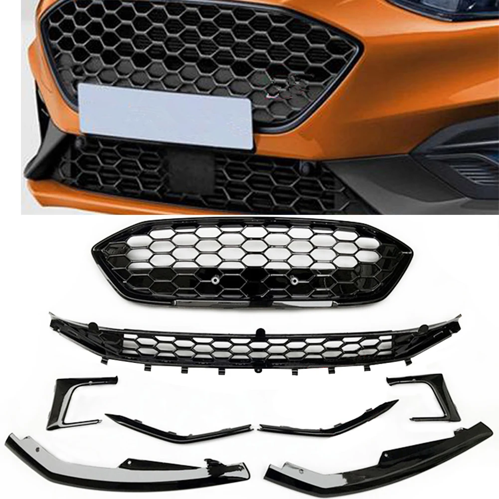 Передний бампер для Ford Focus 2019 2020 2021 глянцевый черный|Гоночные решетки| |