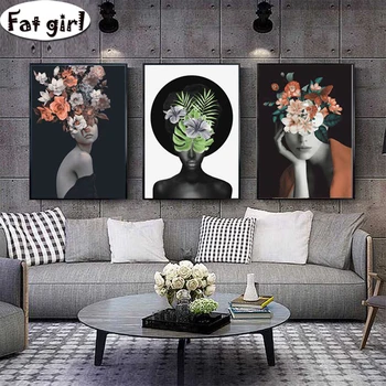 

Triptych Beauty portrait illustration 5d Diamond painting Wearing flowers full square round drill Embroidery mosaic cross stitch