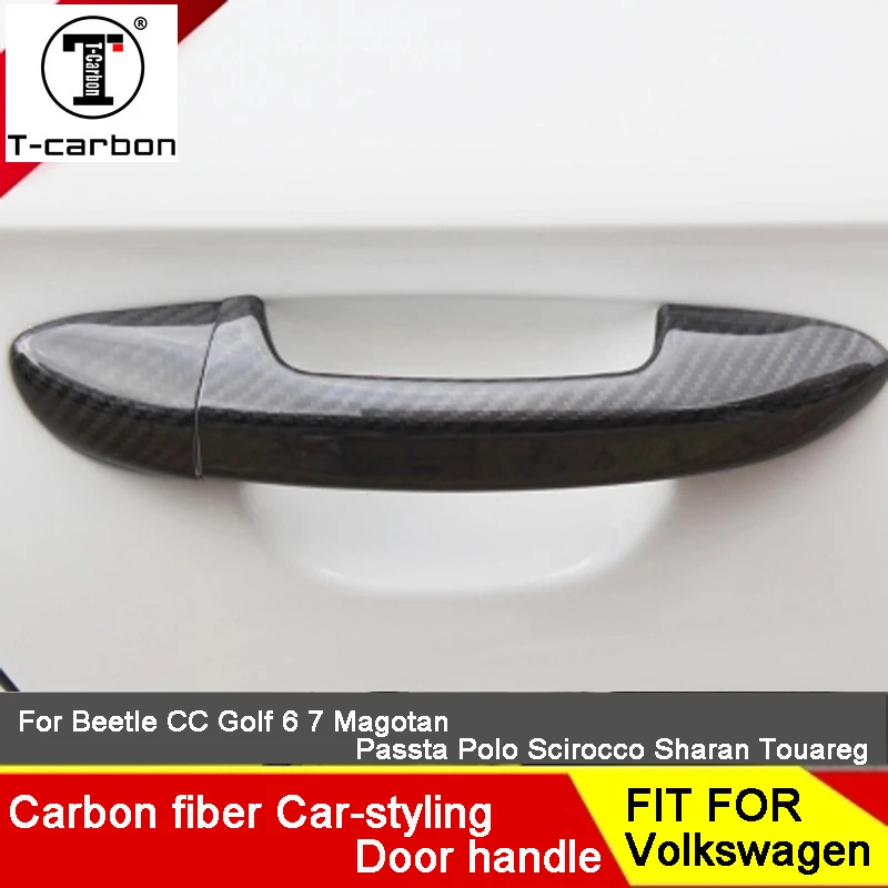 

Car styling Carbon Fiber Auto Door Handle Knob Exterior Trim Covers For Skoda Fabia Octavia RAPID SPACEBACK Rapid Yeti Sticker