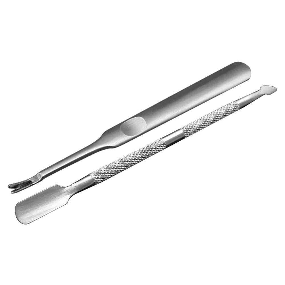 

2Pcs Double Sided Finger Cuticle Pusher Dead Skin Nail Art Remover Cuticles Stainless Steel Pedicure Manicure Cleaner Nail Tools