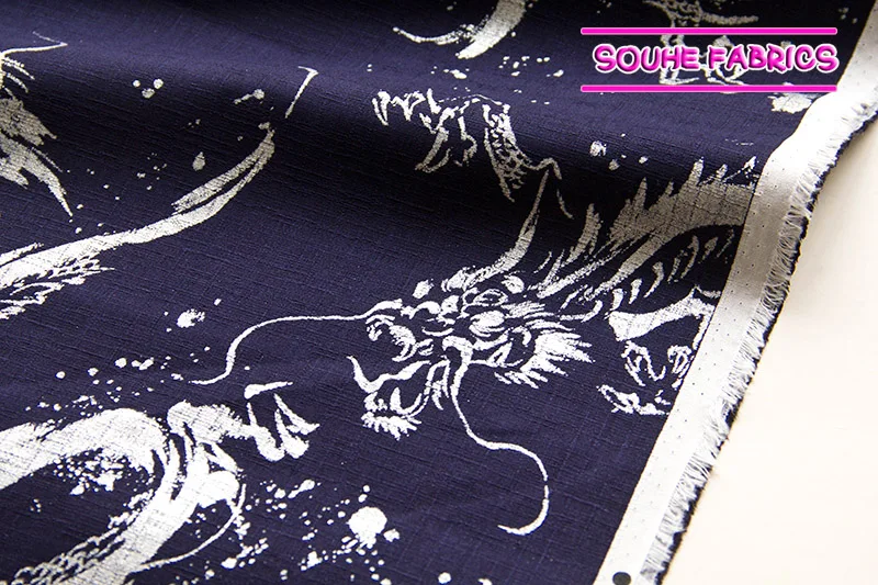 Полметра японские Добби хлопчатобумажные ткани кимоно Ткань Швейные стеганые ткани ткань золотой металлик Дракон B