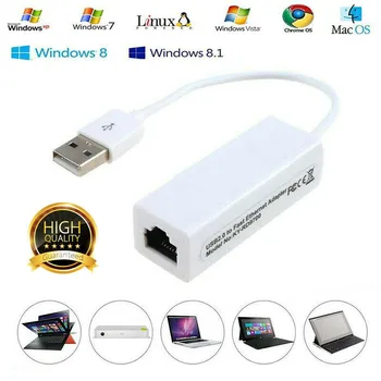 

White USB 2.0 Gigabit Ethernet Adapter USB to RJ45 Lan Network Card New Internet Connector Hub Cable for Computer