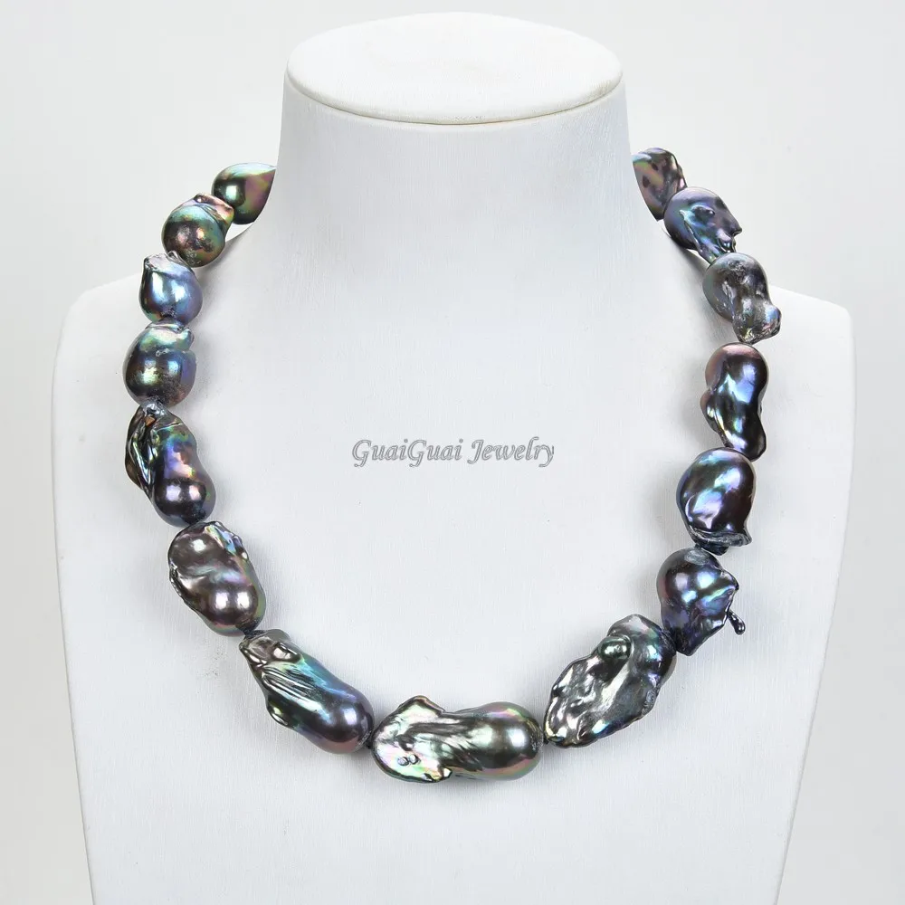 GG ювелирные изделия 20 25 мм черное ожерелье с жемчугом Keshi|pearl necklace|keshi pearl necklacekeshi