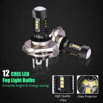 

White LED Lights COB Conversion Bulb High Low Beam H4 9003 DC 12V-24V 60W